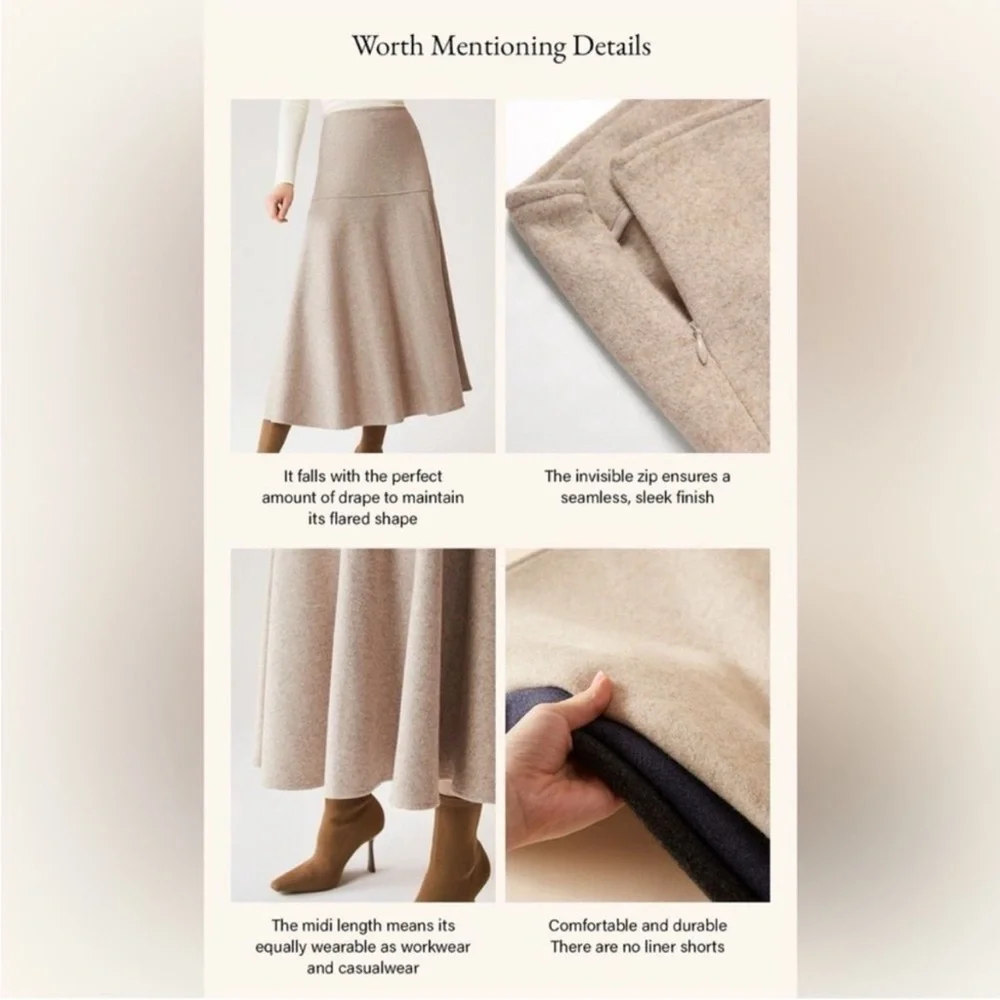 OGL‎ Flare Midi  Oatmeal Color Careerwear Skirt